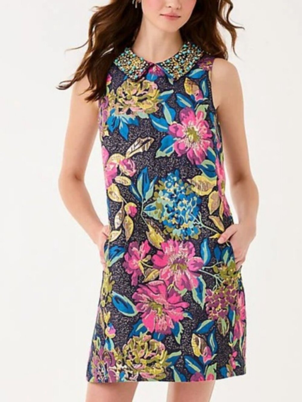 NWT Lilly Pulitzer Kelliana shift dress with jeweled collar size 10